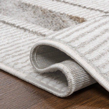 Athens Classic Border Marble Pattern High-low Area Rug